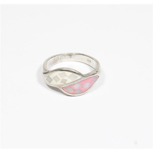 3.09 G .925 SILVER PINK & WHITE RING SIZE 5.5