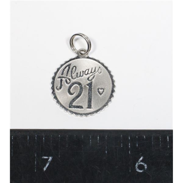 1.89 GRAMS ALWAYS 21 STERLING PENDANT