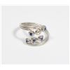 Image 1 : 3.07G SILVER RING WITH BLUE CIRCLE GEMS
