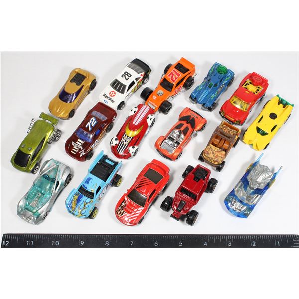 ASSORTED DIECAST RACE CARS AND JEEPS (16)