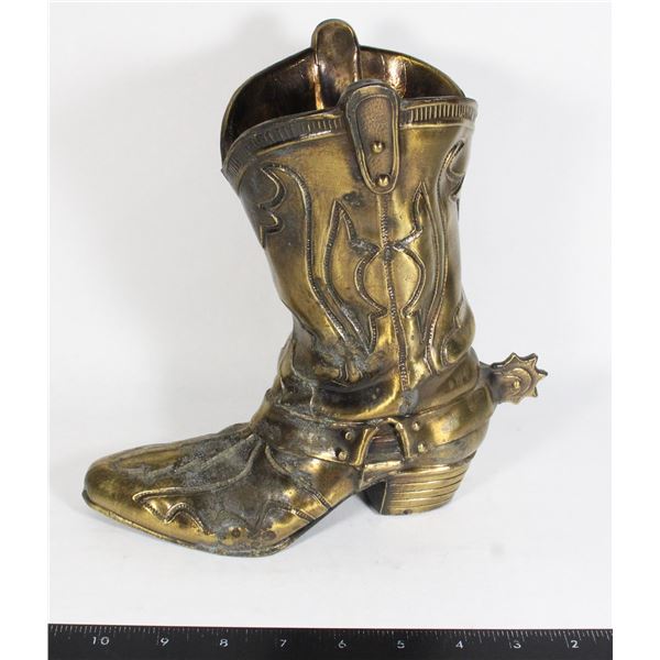 8" TALL VTG BRASS COWBOY BOOT OVER 2LBS