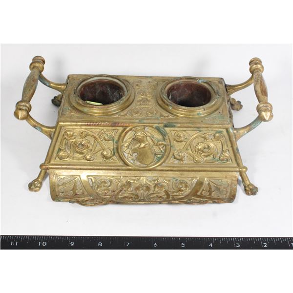 VICTORIAN ANTIQUE SOLID BRASS ORNATE 3 CLAW  FEET