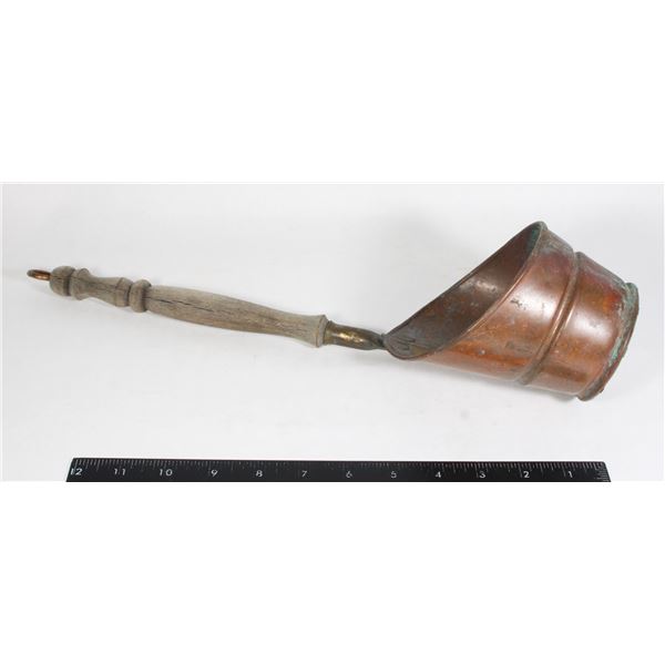 ANTIQUE BRASS AND WOOD LADLE