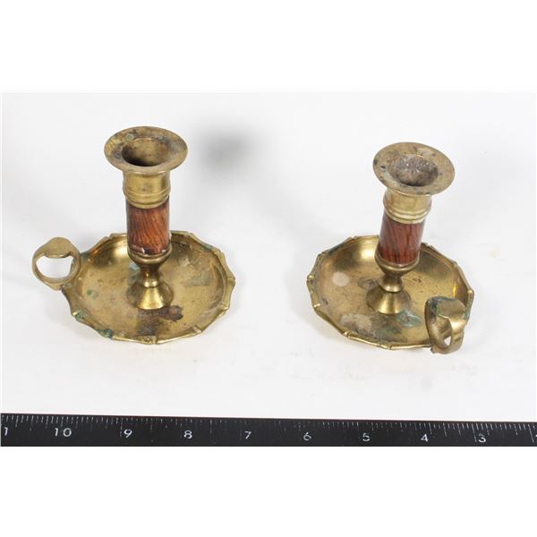 VINTAGE BRASS CANDLE HOLDER'S WIYH HANDLES
