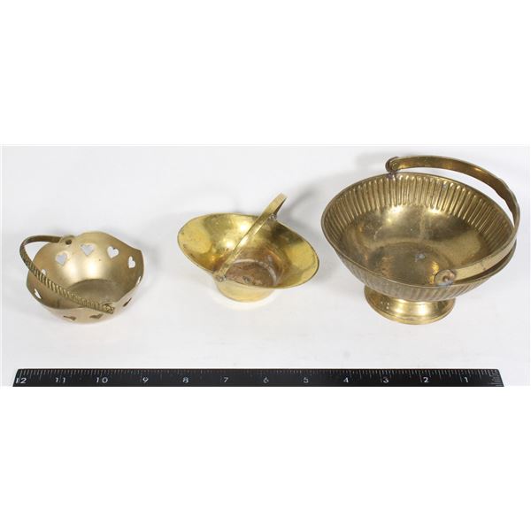 VINTAGE BUNDLE 3 BRASS BASKETS DECO