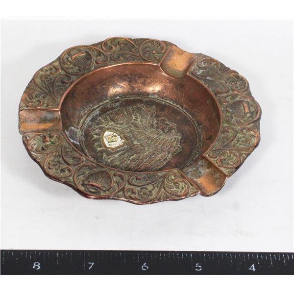 VINTAGE NATIVE  THEMED BRASS ASHTRAY