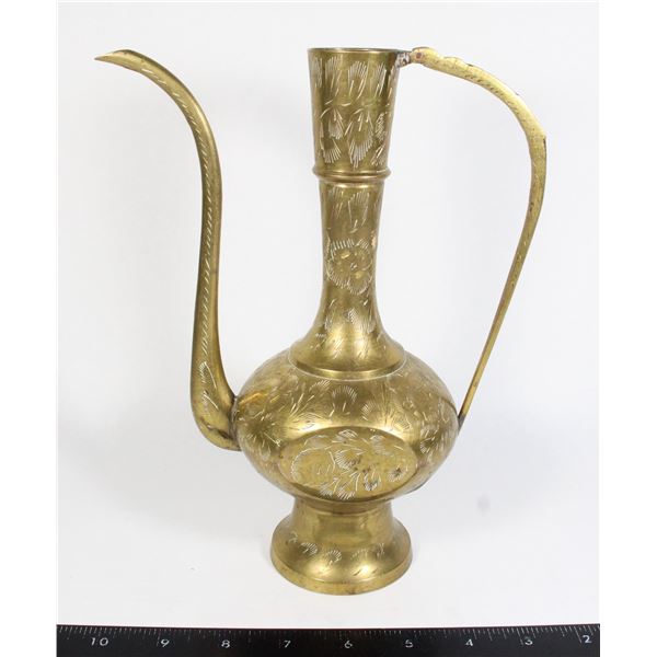 BEAUTIFUL ENGRAVED BRASS JUG VINTAGE