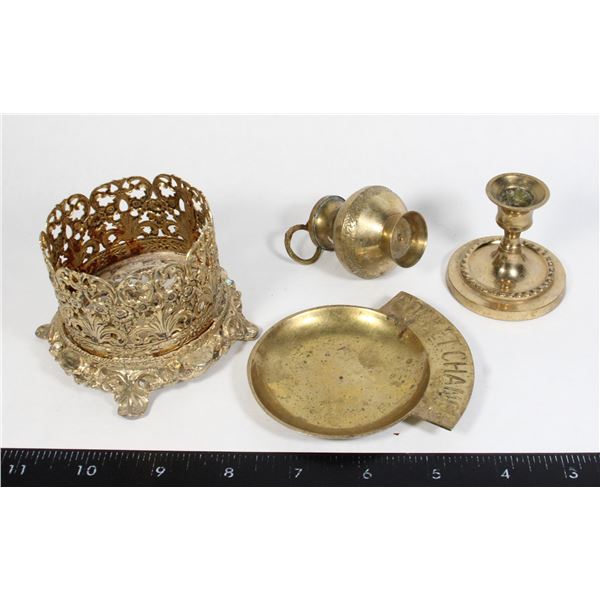 VINTAGE BUNDLE OF 4 BRASS DECORATIVE PIECES