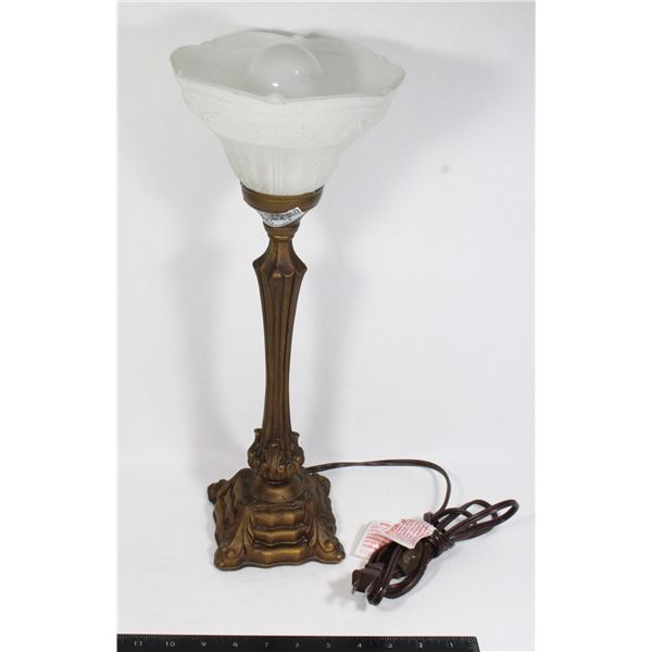 VINTAGE DARK BRASS TABLE SIDE LAMP
