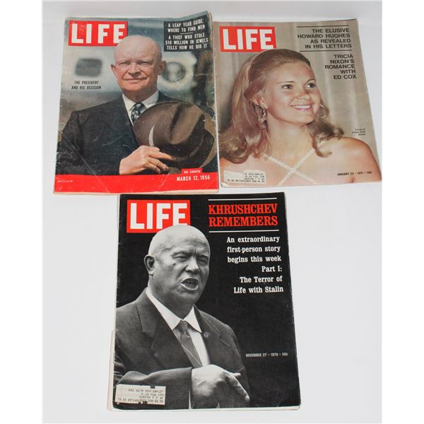 3 LIFE MAGAZINES 1956-71-72 GOOD CONDITION