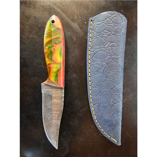 Handmade Damascus Steel Knife & Sheath