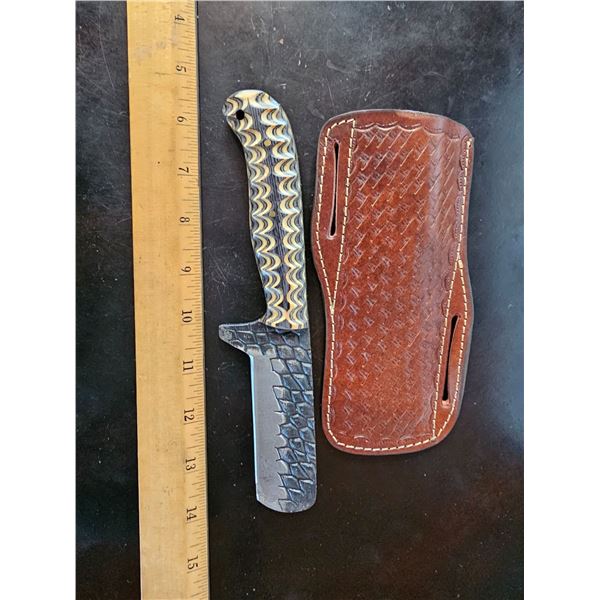 Hand Forged Steel Knife w/ Leather Sheath