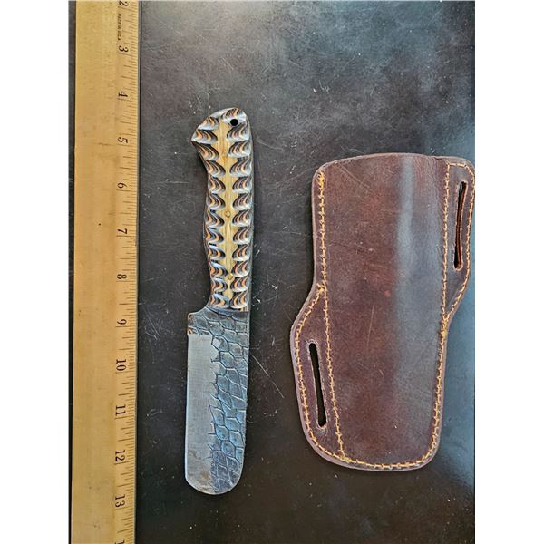 Hand Forged Steel Knife w/ Leather Sheath
