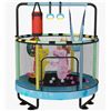 Image 1 : CVORTLL 55" 7-IN-1 ROUND TRAMPOLINE FOR KIDS WITH SAFETY ENCLOSURE NET, INDOOR & OUTDOOR TODDLER TRA