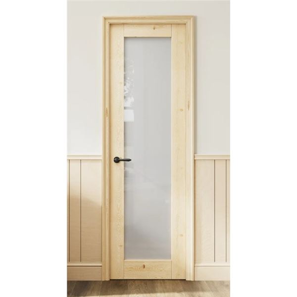 ARK DESIGN INTERIOR FROSTED GLASS DOOR SLAB PINE SOLID WOOD PANTRY STANDARD DOOR, RETAIL $459