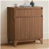 Image 1 : DEJESUS 38" TALL 2 - DOOR ACCENT CABINET WITH ADJUSTABLE SHELF, WAVEFORM FLUTED PANEL, RETAIL $265