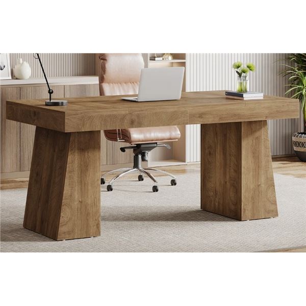 MILLWOOD PINES WOLBACH 55 INCHES EXECUTIVE DESK WITH DOUBLE TRAPEZOID BASE, RETAIL $265