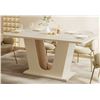 Image 1 : GEORGE OLIVER 55" MODERN DINING TABLE FOR 4-6, OFF-WHITE KITCHEN TABLE WITH U-SHAPED BASE, RETAIL $4
