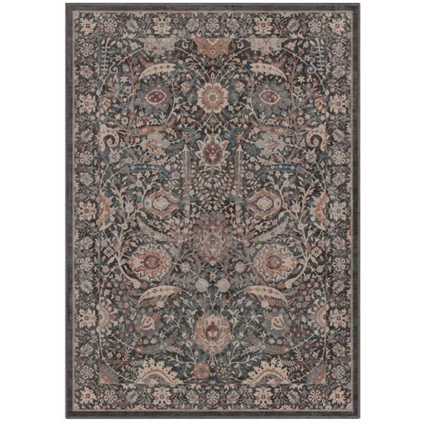 BUNGALOW ROSE ERVIN LIANA VINTAGE ORIENTAL CHARCOAL GREY FLAT-WEAVE RUG, RETAIL $385