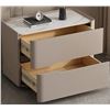 Image 1 : LATITUDE RUN 19.7-INCH ITALIAN LIGHT LUXURY DOUBLE DRAWER WARM GREY SOLID WOOD BEDSIDE TABLE, LIVING