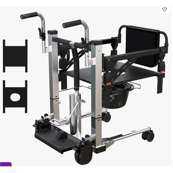 INBOX ZERO PATIENT LIFT TRANSFER CHAIR, HYDRAULIC HEIGHT ADJUSTABLE PATIENT LIFT WHEELCHAIR WITH POT