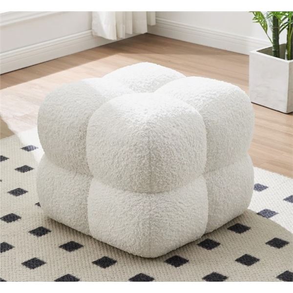 LATITUDE RUN ROBERTAS 20.9" TUFTED SQUARE FOOTSTOOL OTTOMAN, RETAIL $229