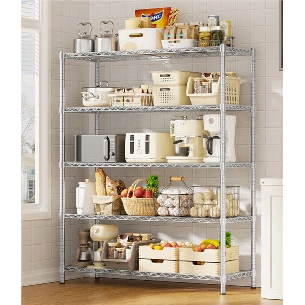 REBRILLIANT HEIGHT-ADJUSTABLE GARAGE WIRE SHELVING UNIT FOR KITCHEN, LAUNDRY ROOM, PANTRY, WAREHOUSE