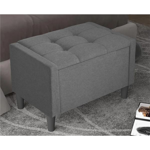ANDOVER MILLS FRIESEN UPHOLSTERED FLIP TOP STORAGE BENCH, RETAIL $169
