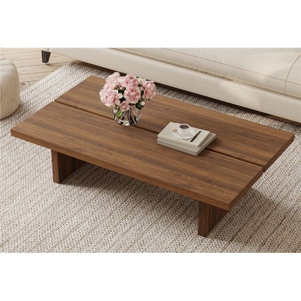 LATITUDE RUN 47" MODERN WOOD COFFEE TABLE, RECTANGLE SLED COFFEE TABLE FOR LIVINGROOM, RETAIL $359