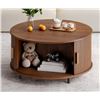 Image 1 : EBERN DESIGNS 31.5" MODERN ROUND COFFEE TABLE WITH 360° CURVED SLIDING DOOR, RETAIL $259