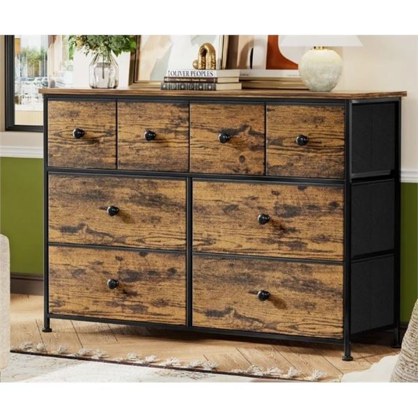 EBERN DESIGNS OJASWI 8-DRAWER DRESSER, CHEST OF DRAWERS WITH FABRIC STORAGE FOR BEDROOM, RETAIL $122