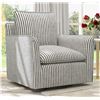 Image 1 : KANDYN 29.7" W MODERN SOFT STRIPE UPHOLSTERED SWIVEL BARREL CHAIR WITH REMOVABLE CUSHION, RETAIL $40