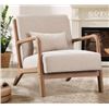 Image 1 : SAND & STABLE HERTFORD 26" WIDE MID CENTURY UPHOLSTERED SOLID WOOD ACCENT CHAIR WITH AN EXTRA PILLOW