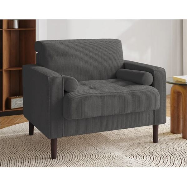 WADE LOGAN ILIANA 34.6'' WIDE SQUARE ARM TUFTED CLUB CHAIR WITH 2 PILLOWS, RETAIL $249