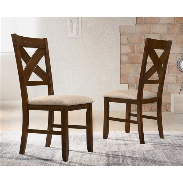 GRACIE OAKS POE CROSS BACK SIDE CHAIR IN HAZELNUT BROWN (SET OF 2), RETAIL $449