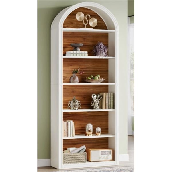 LARK MANOR TALL ARCHED BOOKCASE, RETAIL $389