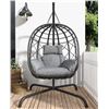 Image 1 : DAKOTA FIELDS HANGING EGG CHAIR WITH STAND FOR INDOOR OUTDOOR, FOLDABLE WICKER RATTAN PATIO EGG SWIN