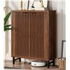 Image 1 : LOON PEAK BROWN 24 PAIR SHOE STORAGE CABINET WITH 2 SHUTTER DOORS, RETAIL $269