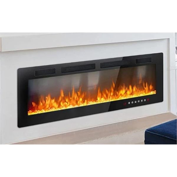 THE TWILLERY CO ARCURI RECESSED WALL MOUNTED ELECTRIC FIREPLACE, 18.11" H x 72" W x 3.2" D