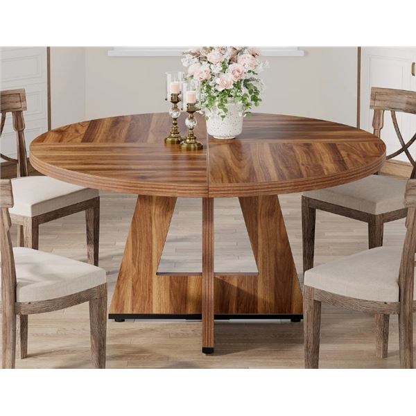 EBERN DESIGNS 47 INCH ROUND DINING TABLE FOR 4. FARMHOUSE KITCHEN TABLE
