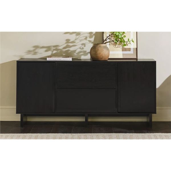 EBERN DESIGNS MINIMALIST 63" 2-DOOR SIDEBOARD WITH BEVELED DRAWERS