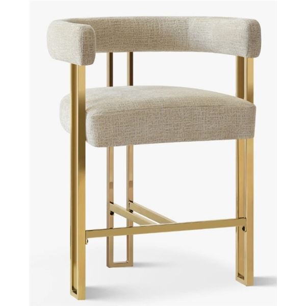 RIENNA 25" UPHOLSTERED GOLD CHENILLE SOLID BACK COUNTER STOOL