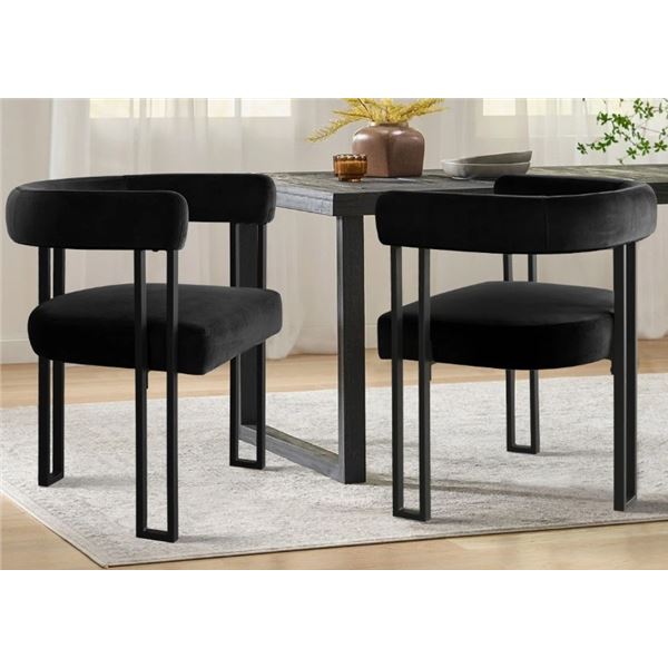 KELLY CLARKSON HOME ADELYN 18.5" SEAT HEIGHT VELVET UPHOLSTERED KITCHEN DINING ARMCHAIR, SET OF 2
