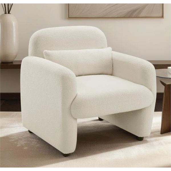 EBERN DESIGNS LYCON SQUARE ARMS BOUCLE CHAIR