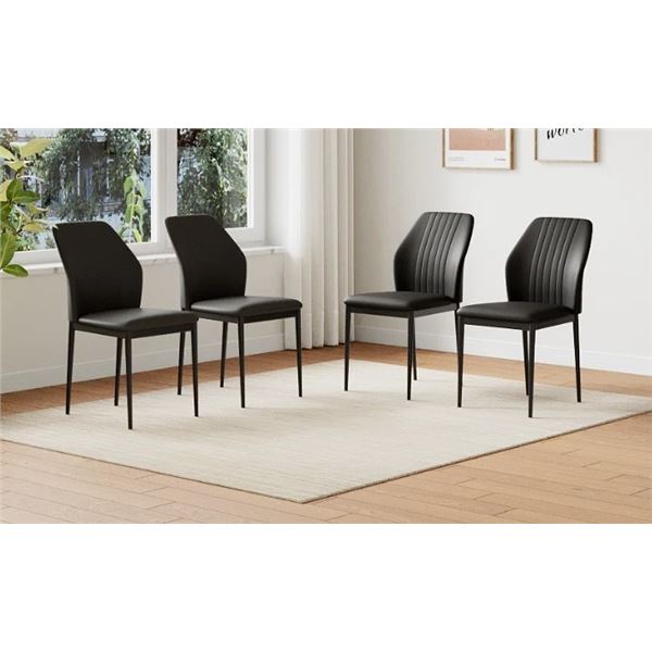 LATITUDE RUN FAUX LEATHER SOLID BACK DINING SIDE CHAIR WITH STABLE STEEL LEGS, SET OF 4