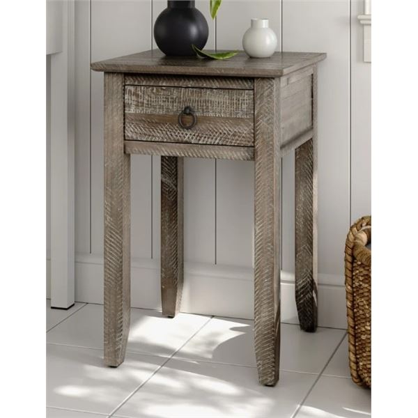BEACHCREST HOME DEGNAN FARMHOUSE DISTRESSED PINE END TABLE