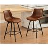Image 1 : GEORGE OLIVER 24" & 28" SWIVEL FAUX LEATHER MODERN DINING BARTOOLS STOOLS (2PC)