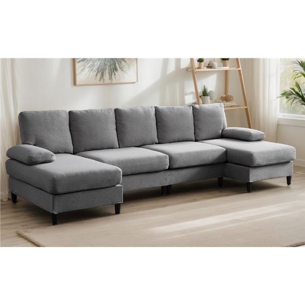 LATITUDE RUN® 112" U-SHAPED SOFA, CONVERTIBLE SECTIONAL COUCH, 4 SEAT MODERN OTTOMAN SOFA SET FOR LI