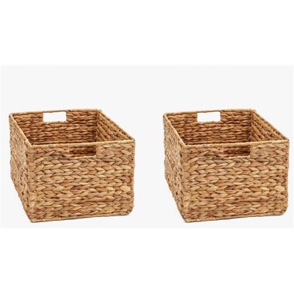 BAY ISLE HOME LARGE FOLDABLE WICKER BASKET SET, SET OF 2