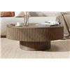 Image 1 : LATITUDE RUN CHIBUZOR 31"W PEDESTAL ROUND COFFEE TABLE WITH ASH & OAK, HANDCRAFTED SOLID WOOD FLUTED
